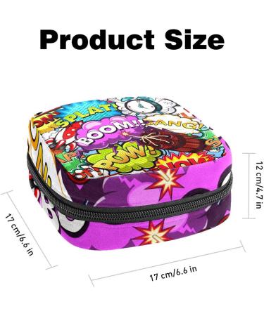 Comic Speech Bubbles Rocket Alarm Pattern Sanitary Napkin Storage Bags | Durable Period Bags for Women & Teen Girls | Menstrual Cup Bags - Buy Online on GoSupps.com