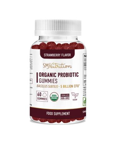 Adult Probiotic Gummies | 5 Billion CFU Adult Gummy Probiotics for Digestive Health & Immune Support* | Hardy Bacillus Subtilis Strain | Strawberry Flavor | Gluten-Free Vegetarian | 60 Gummies