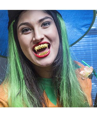 18k Gold Plated Teeth - Shiny 6 Teeth Top and 6 Bottom Set Mouth - Gold Grills for Your Teeth | Rapper Costume Teeth Accessories for Men and Women A: Golden fangs - Buy Online on GoSupps.com