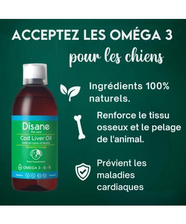 DISANE Cod Liver Oil for Dogs | 500 ML | Natural Supplement for Joint and Coat Care | Source of Omega 3 and Vitamins for Dogs - Buy Online on GoSupps.com