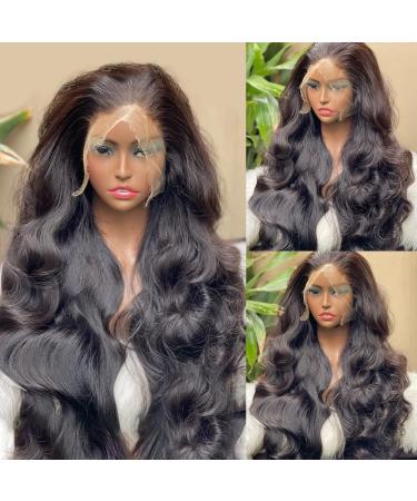200% Density Full 360 Lace Front Wigs Human Hair HD Transparent Lace Front Wigs Pre-Plucked With Baby Hair Body Wave Lace Front Wigs Human Hair Wigs For Black Women Natural Color (22 Inch  360 Lace Front Wigs Human Hair)...