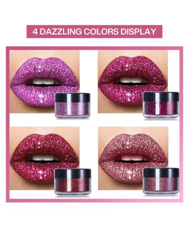 LOKFAR 4 Colors Glitter Lip Kit - Waterproof & Long Lasting Shiny Diamond and Metallic Lip Makeup Set - Buy Online on GoSupps.com