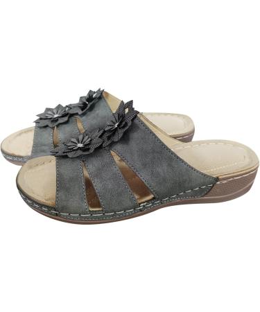 Elegant Women's Plateau Sandals with Wedge Heel - Comfortable Glitter Slides for Summer Vacation | S42745 Gray UK 6 - Buy Online on GoSupps.com