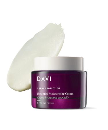 DAVI Essential Moisturizing Cream with Blue Light Protection | Daily Hydrating Face Moisturizer for Women & Men with Normal Skin Types | All Natural | Non-GMO | Paraben-Free | Cruelty-Free | 2.0 Fl Oz Jar