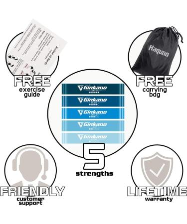 Haquno Elastic Fitness Band Set - 5 Resistance Bands for Strength Training Pilates & Yoga - Natural Latex 5 Starch Levels Includes Storage Box - Blue - Buy Online on GoSupps.com