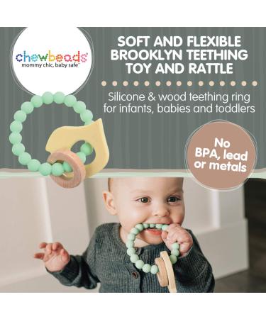 Chewbeads Brooklyn Teething Toy - Silicone & Wood Teether for Infants, Babies & Toddlers - Grey - Buy Online on GoSupps.com