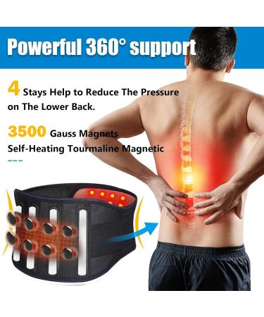 Buy Self-Warming Lordosis Back Bandage & Waist Trainer | Pain Relief for Herniated Disc Sciatica & Scoliosis - Adjustable Belly Control Belt in Schwa Black - Buy Online on GoSupps.com