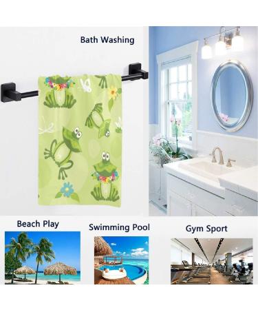 Naanle Cute Cartoon Frog Hand Towel (16 x 30 Inches) - Soft & Highly Absorbent for Bathroom, Hotel, Gym & Spa - Decorative Towel with Frog Print - Buy Online on GoSupps.com