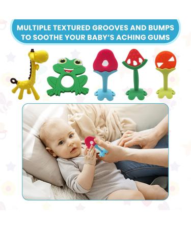 Silicone Baby Teether (Pack of 5) - Animal Teething Toys for Babies - BPA Free & Soft Chew Toys - Buy Online on GoSupps.com
