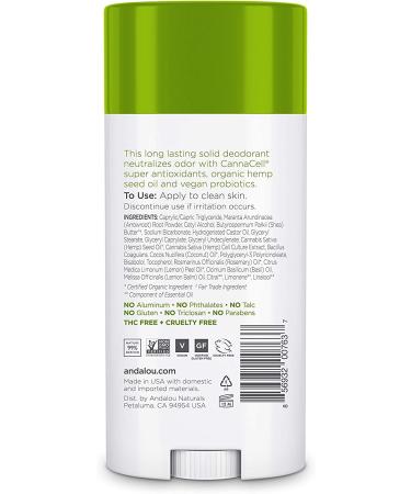 Andalou Naturals Cannacell Deodorant - Rosemary & Lemon Balm, 2.65 oz | Natural & Vegan Formula - Buy Online on GoSupps.com