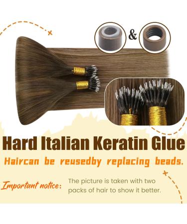 Ugeat Nano Tip Hair Extensions Real Human Hair Nano Beads Hair Extensions Ombre Dark Brown Mix Golden Blonde Nano Ring Hair Extensions Human Hair 18 inch #4/10/16 50Grams Tip-45cm 3.Nano#4/10/16 - Buy Online on GoSupps.com