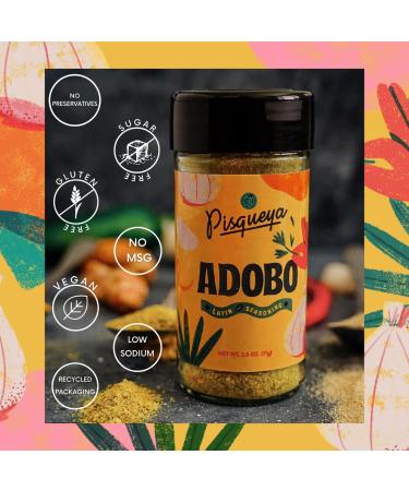 Pisqueya Adobo Multi-Purpose Seasoning with Dominican Oregano - Low Sodium, No Sugar, Non-GMO - 2.9oz Pack - Buy Online on GoSupps.com