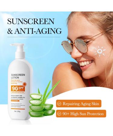 Sunscreen SPF 90+ Face Sunscreen SPF 90 Large-capacity Body Sunscreen Sun Cream SPF 90 PA+++ Ultra Light UV Protetion Water & Sweat Resistant Moisturizing & Non Greasy 220g - Buy Online on GoSupps.com