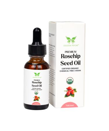 USDA Certified Organic Rosehip Seed Oil (1 Oz) 100% Pure Natural Chemical-Free Hair Moisturizer Skin Hydration Natural Beauty Anti-Aging Wrinkles Reduction Antioxidants