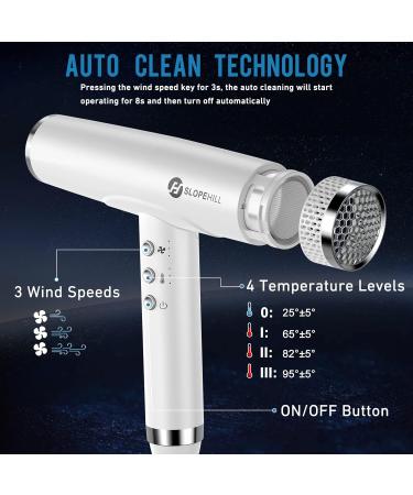 Slopehill Ion Hair Dryer - Professional Quick Drying with 110 000 RPM Motor Low Noise & Magnetic Diffuser for Home & Travel (White) - Buy Online on GoSupps.com