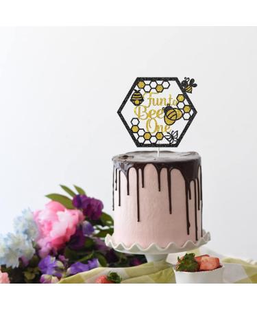 Tenhaisi Fun to Bee One Cake Topper - Bee Theme 1st Birthday Party Decorations - Happy 1st Birthday Party Cake Decor for Boys Girls - Gold&Black Glitter Cake Topper - Buy Online on GoSupps.com