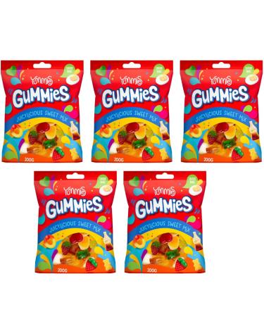 5PK x 200g - Yummies Gummies Juicylicious Sweet Mixs - So Deliciously Juicylicious Treats - Mix Sweets for Party - Candy Sweet Gummies - Lover's Jelly Sweets For Kids