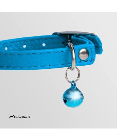 Collardirect Leather Cat Neck Band - Safety Collar with Elastic Belt & Bell | Adjustable 23-28 cm | Available in Black Blue Red Orange Green Pink & Light Blue - Buy Online on GoSupps.com