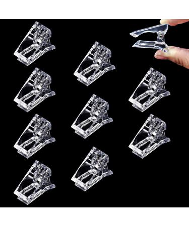 10 Pcs Nail Tips Clips Poly Gel Nail Clips for Quick Building Gel Transparent Nail Clamps Plastic Finger Extension UV LED Builder for DIY Manicure Nail Art Tool Clip 10 Count (Pack of 1)