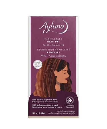 Ayluna Plant Hair Color 50 Chestnut Red - Vegan Ammonia-Free Formula for Long-Lasting Color & 100% Gray Coverage (100g) - Buy Online on GoSupps.com
