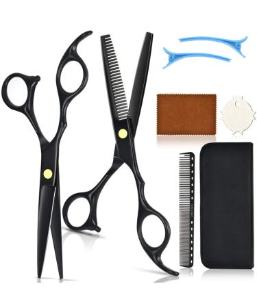 8PCS Hair Scissor 6.8 Inch Barber Hairdressing Cutting Professional Shear Stainless Steel Thinning Scissor Barbershop Salon Set Hair Cutting Kit