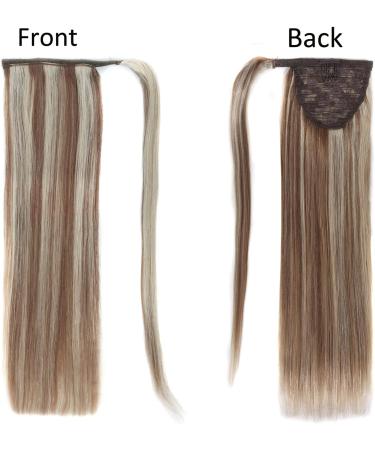 Real Hair Ponytail Extension Human Hair For Women Light Brown and Bleach Blonde Long Straight Remy Human Hair Ponytail Extension Wrap Around Clip in Ponytail Hair Extensions 14 inch 10/613 14 inch Highlight P10/613 - Buy Online on GoSupps.com