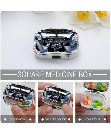 Airplane Cockpit Pill Box - Cute Square Portable Medicine Organizer for Vitamins & Tablets - Ideal for Purse & Pocket - Buy Online on GoSupps.com