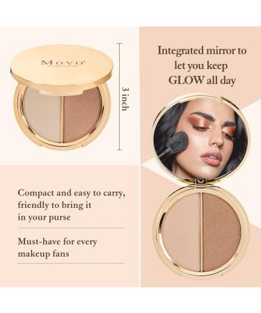 Movo 2-in-1 Highlighter Palette - Shimmer Glitter Natural & Brown Makeup Gift Set - 4 Ounce - Buy Online on GoSupps.com
