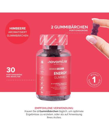 Energy Gummies Highly Effective Energy Drinks Tablets & Pills Caffeine Free Dietary Supplement for Running Cycling Training Made by Novomins - Buy Online on GoSupps.com