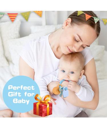 Vicloon Baby Teething Toy - BPA-Free Silicon Teether Chew Toy for Boys and Girls | Soothing Infant Teething Ring | Shower Gift - Light Blue - Buy Online on GoSupps.com