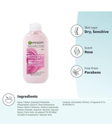 Garnier Natural Rose Water Cleansing Milk Sensitive Skin 200ml (Packaging may vary) Milk Cleansing Milk - Buy Online on GoSupps.com