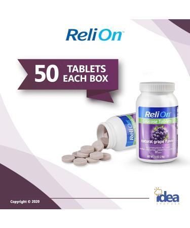 ReliOn Grape Glucose Tablets 50 Ct + Diabetes Care Guide - 2 Item Bundle - Buy Online on GoSupps.com