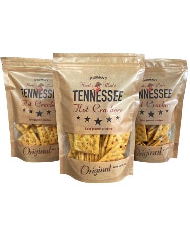 Sherman's Tennessee Hot Crackers Original Flavor. 3 pack. (6oz each) Spicy Snack Crackers.