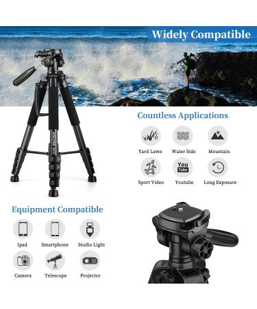 Professional Heavy Duty Camera Tripod Stand - Compatible with DSLR, Canon, Nikon, iPhone - Max Load 15 LB - Black - Buy Online on GoSupps.com