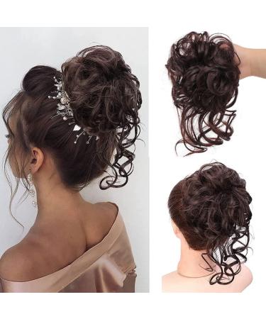 Hair part hair tie updos messy bun hair part hair pipe curly wavy big hair bun scrunchies extensions tousled updo hair parts for women girls (#33 (bronze brown)))