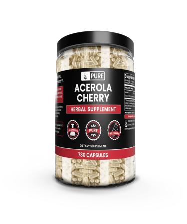 Pure Original Ingredients Acerola Cherry (730 Capsules) No Magnesium Or Rice Fillers Always Pure Lab Verified 730 Count (Pack of 1)