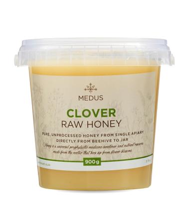 Earthbreath Clover Raw Honey 900g Pure Unpasteurized and Unfiltered Natural Sweetener for Cooking Coffee Tea Juice Beverages Food