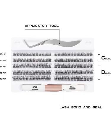 120pcs 3D Cluster False Eyelashes Kit D Curl Natural Look | Reusable Fluffy Lash Extension DIY Set with Applicator and Bond | Individual Lashes 10-16MM-DM23 - Buy Online on GoSupps.com