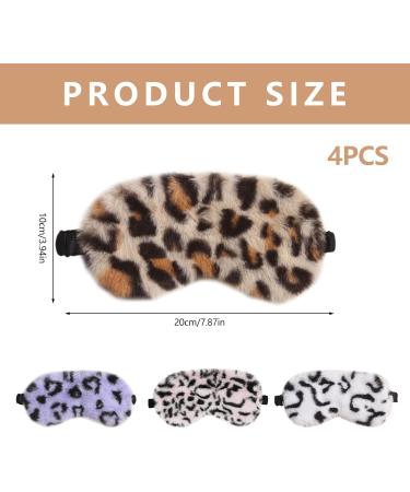 Bekecidi 4 Pack Sleeping Masks for Women Plush Eye Mask Blackout Sleep Eye Mask Kids Sleep Mask Pink Purple White Blue Sleepover Eye Masks Adjustable for Kids Adult Women Leopard Print - Buy Online on GoSupps.com