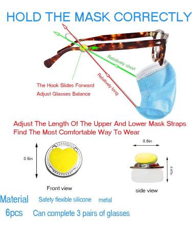 Adjustable Eyeglasses Mask Ear Savers - 6 Pieces Snaps Hook Extender Clips for Comfort | Red Yellow & Purple Heart Design - Buy Online on GoSupps.com