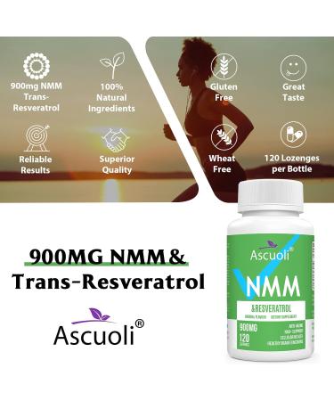 Ascuoli 99% Purity Sublingual NMM 500mg + Trans-Resveratrol 3-in-1 Advanced Formula NMM Resveratrol Supplement for Boost NAD+ Immune & Energy Support Anti-Aging Skin & Overall Health 120 Lozenge - Buy Online on GoSupps.com