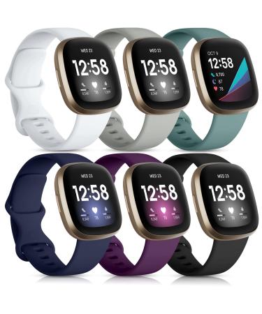 DaQin Compatible with Fitbit Sense Band/Fitbit Versa 3 Band Women Men, Soft TPU Sport Replacement Strap for Versa 3/Fitbit Sense Smartwatch Wristband, Black/White/Gray/Plum/Pine Green/Dark Blue, Small Small Black/White/Gra… - Buy Online on GoSupps.com