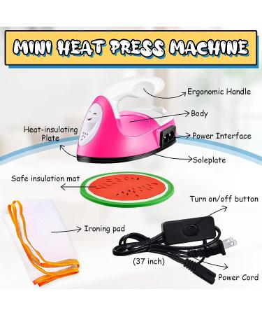 Mini Heat Press Machine with Accessories - Portable Handy Iron for Heat Transfer - Rose Red - Buy Online on GoSupps.com