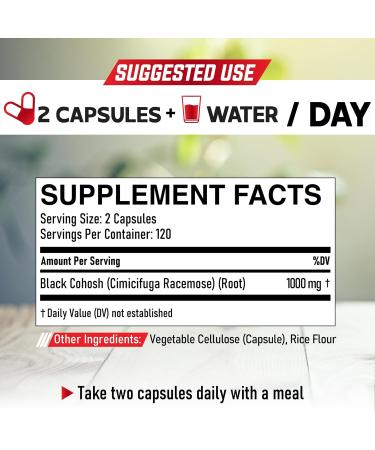 DEDICAD 1000mg Black Cohosh for Menopause Hot Flashes - 240 Capsules for 4-Month Supply - Support for Body Management, Women's Health & Immune System - Buy Online on GoSupps.com