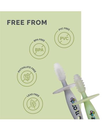 ZoLi Chubby Gummy Teether | 2-Pack Green/Grey BPA-Free Teething Stick for Baby Teething Relief - Buy Online on GoSupps.com