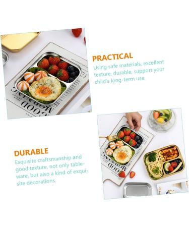 Alipis Stainless Steel Serving Tray Baby Separation Board Snack 20.00X15.00X3.00CM Silver - Buy Online on GoSupps.com