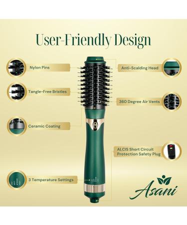 Asani Hot Air Brush - Multipurpose Blow Dryer Brush for Curling & Straightening | Heated Round Brush & Volumizer for All Hair Types - Ship Internationally - Buy Online on GoSupps.com