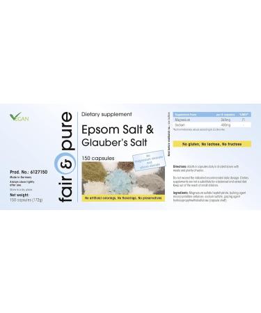 SoMatEm Fair & Pure Epsom salt & Glauber salt magnesium sulphate and sodium sulphate vegan 150 capsules without magnesium stearate - Buy Online on GoSupps.com