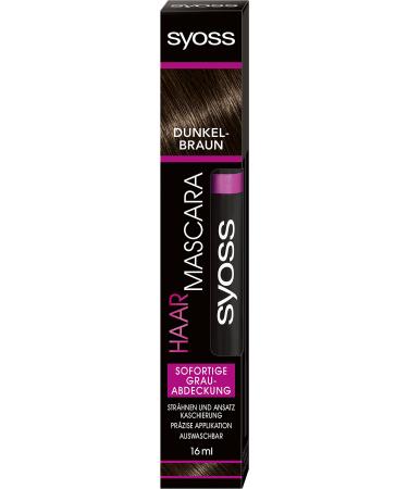 SYOSS Hair Mascara Hair Colour Dark Brown Instant Grey Coverage Pack of 1 x 16 ml Dark brown 16.00 ml (Pack of 1)