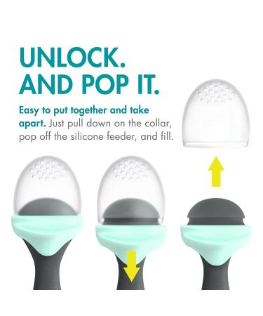 Boon PULP Silicone Baby Feeders 2 Pack Blue/Mustard & Gray/Mint | Soft Fruit & Vegetable Teether | Teething Essentials - Buy Online on GoSupps.com